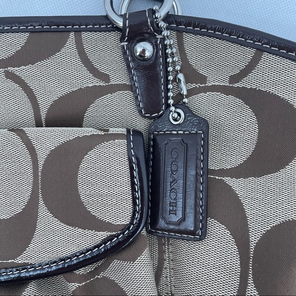COACH Leah Signature Khaki/Brown Shoulder Bag Tote F14659 - Picture 3 of 13